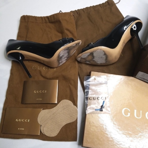 Classic Gucci Open Toe Horse Bit Pumps - Picture 5 of 10